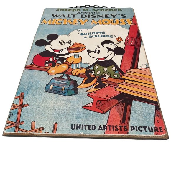 Vintage Walt Disney Mickey Mouse Building a Building Movie Poster Wood Plaque - Picture 3 of 10